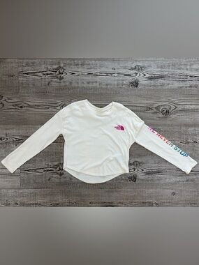 The North Face Girls White Long-Sleeve Graphic Tee - Size S 7/8 - NWOT